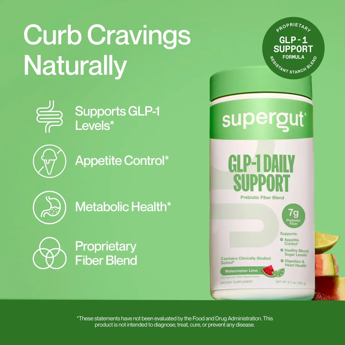 Supergut GLP1 Daily Support Watermelon Lime 18 Servings | Clinically Validated Prebiotic Fiber - view 2