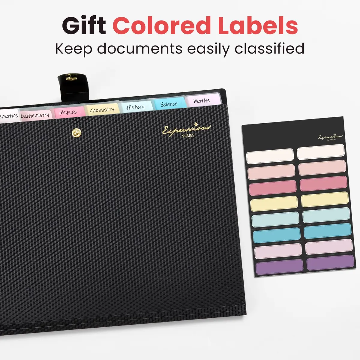 Sooez Accordion File Organizer 8 Pocket, Expanding File Folder with Labels | Durable Plastic for A4/Letter Size Documents - view 5