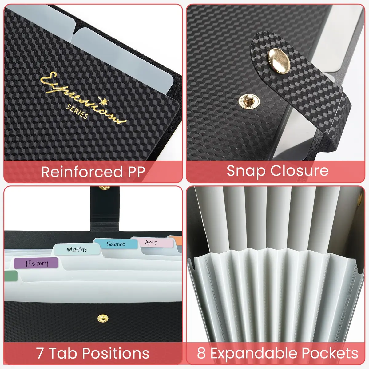 Sooez Accordion File Organizer 8 Pocket, Expanding File Folder with Labels | Durable Plastic for A4/Letter Size Documents - view 4