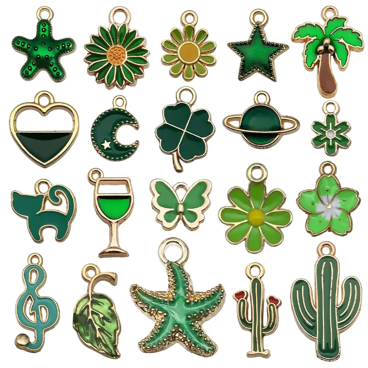 YouLuo 100Pcs Gold Plated Enamel Charms | Assorted Designs for Jewelry Making - view 5