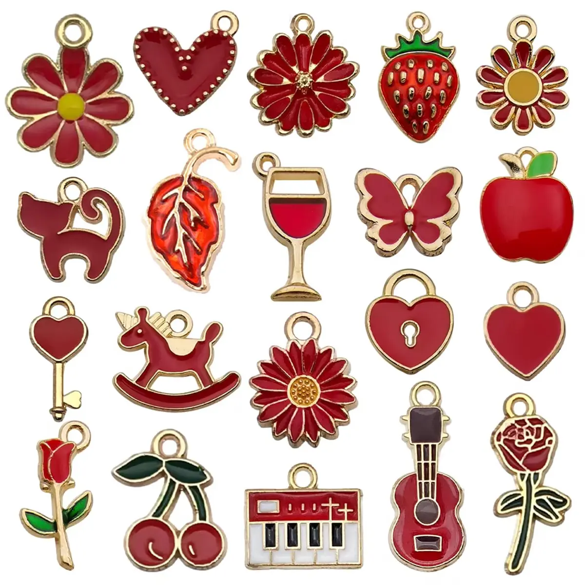 YouLuo 100Pcs Gold Plated Enamel Charms | Assorted Designs for Jewelry Making - view 6