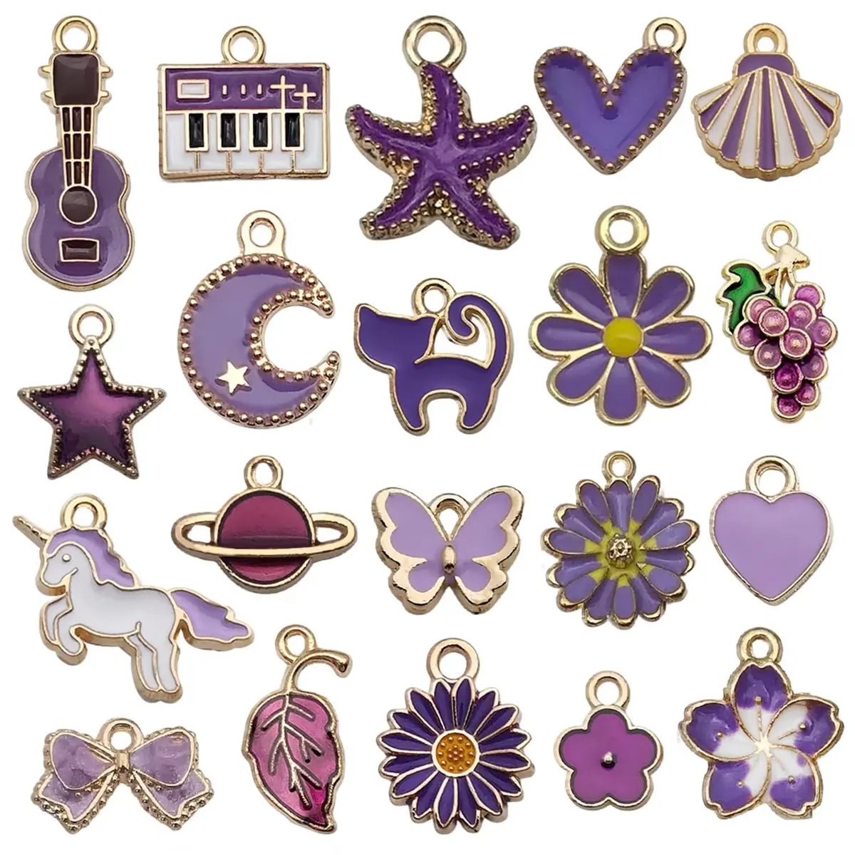 YouLuo 100Pcs Gold Plated Enamel Charms | Assorted Designs for Jewelry Making - view 3