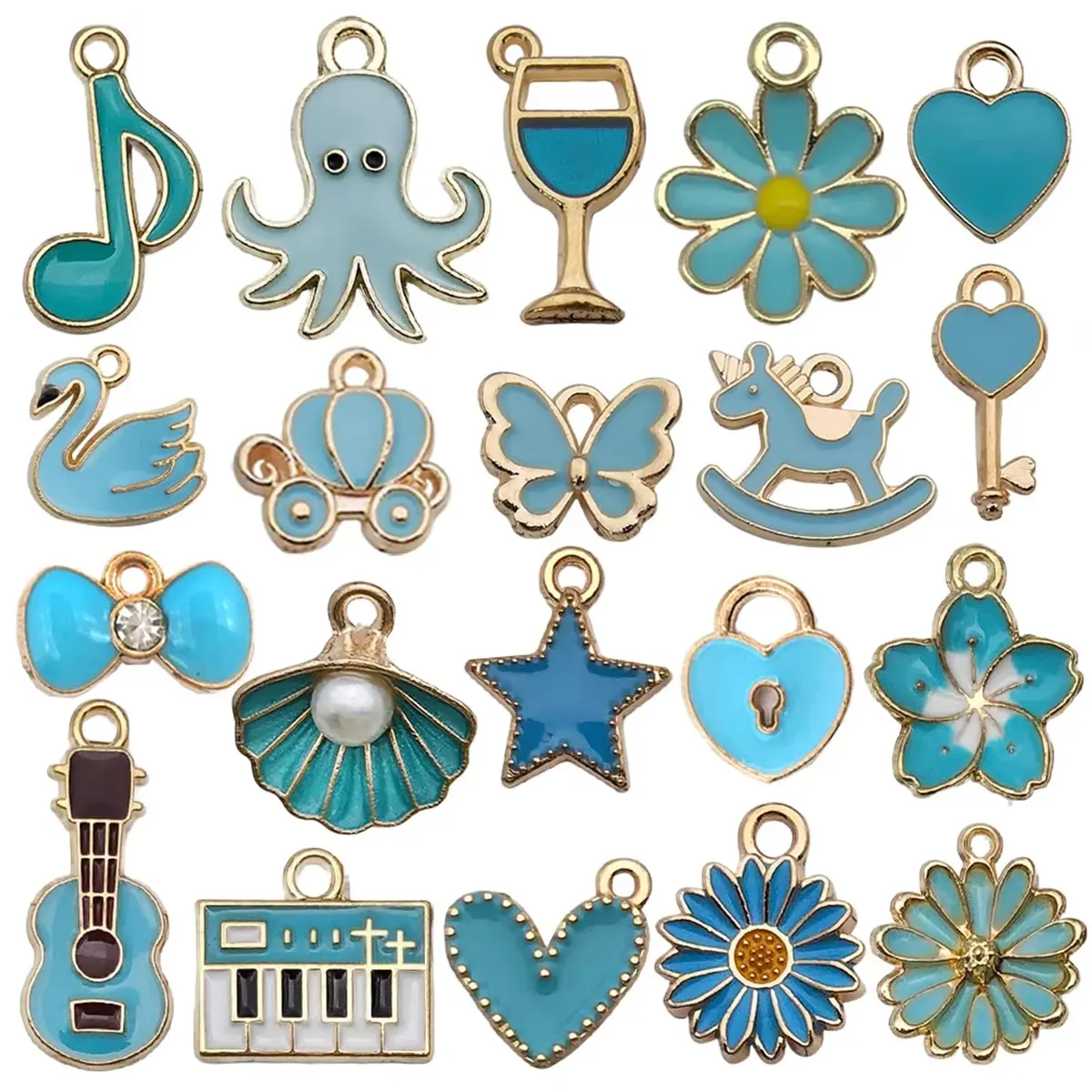 YouLuo 100Pcs Gold Plated Enamel Charms | Assorted Designs for Jewelry Making - view 4