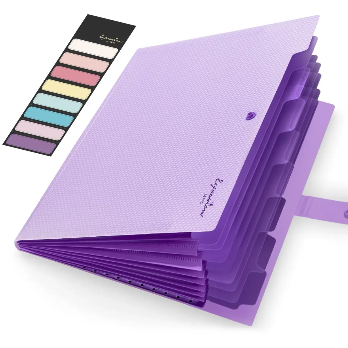 Sooez Accordion File Organizer 8 Pocket, Expanding File Folder with Labels (Purple, 250 Sheets Capacity) - main product image