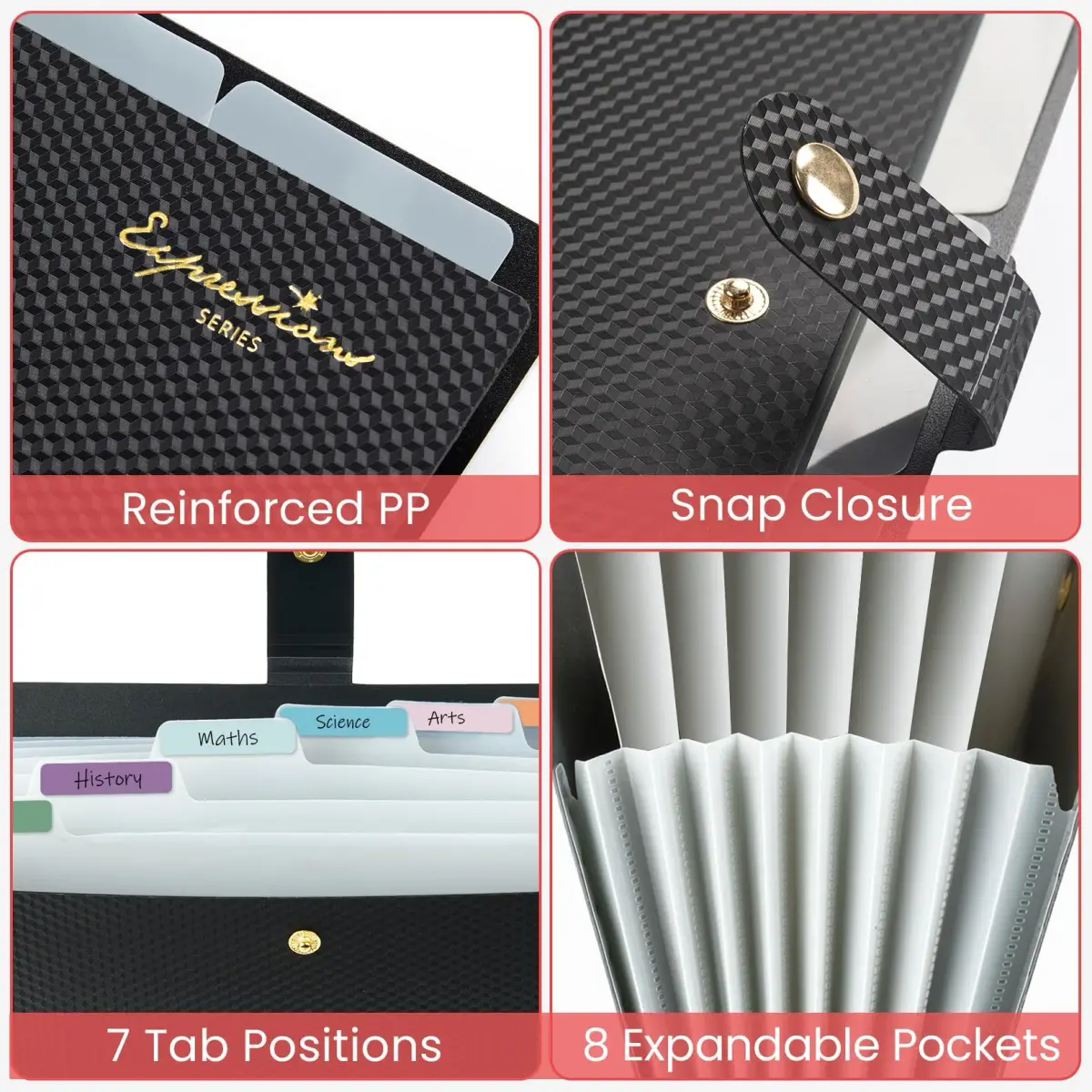 Sooez Accordion File Organizer 8 Pocket, Expanding File Folder with Labels (Purple, 250 Sheets Capacity) - view 4