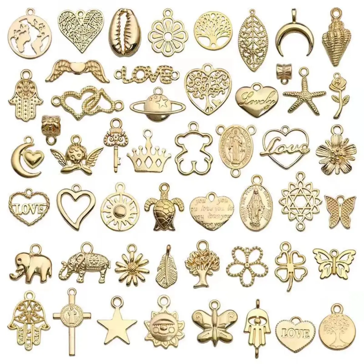 YouLuo Mixed Enamel Charms for Jewelry Making, 50Pcs KC Gold Alloy Charm Pendants | Assorted Designs - main product image
