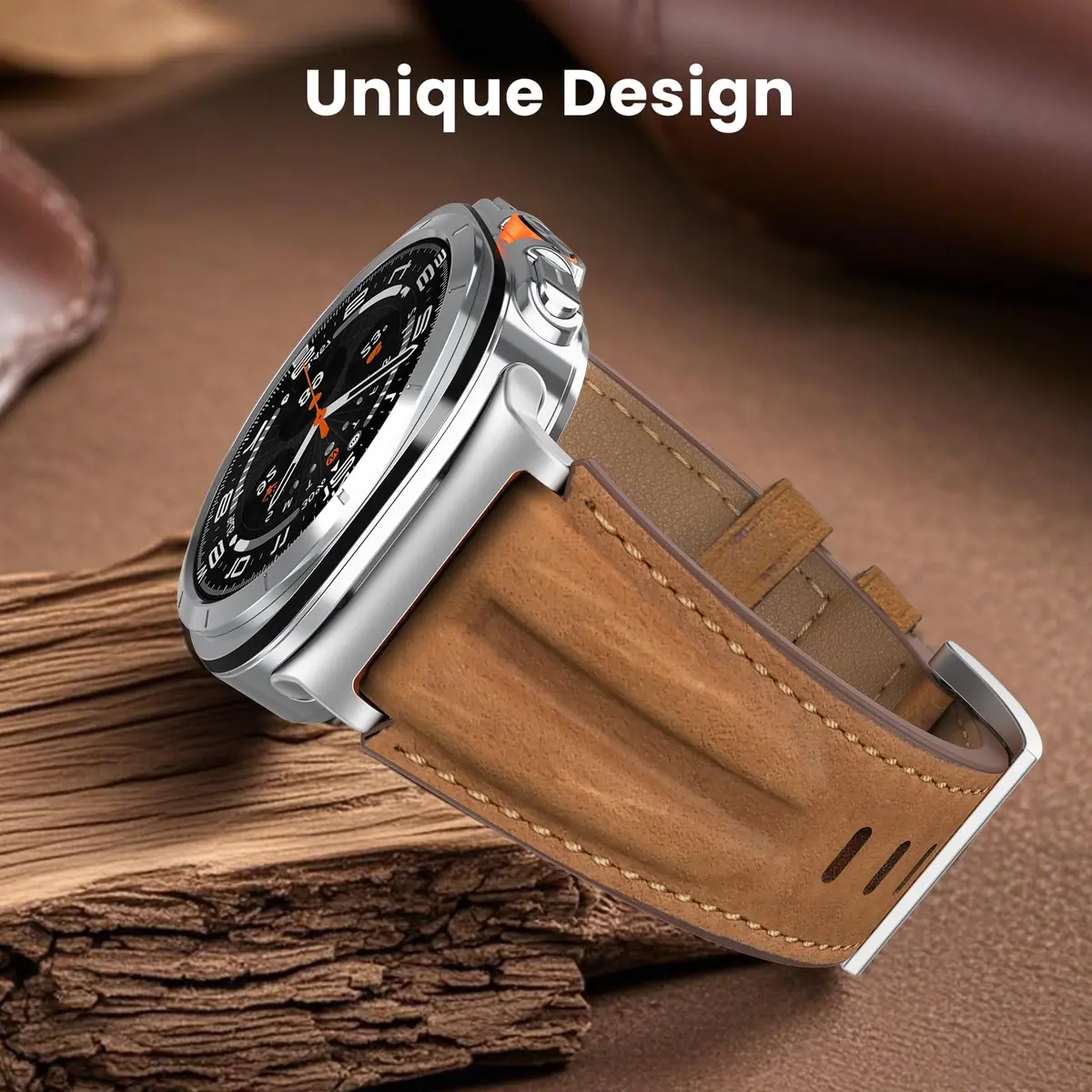 Bouixel Genuine Leather Band for Samsung Galaxy Watch Ultra 47mm | Deep Brown, 150mm-230mm Wrist - view 5