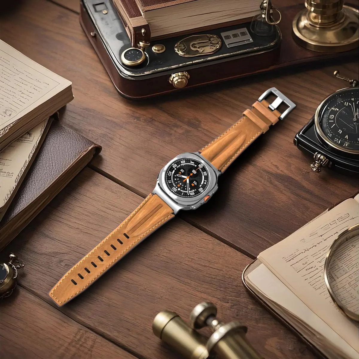 Bouixel Genuine Leather Band for Samsung Galaxy Watch Ultra 47mm | Deep Brown, 150mm-230mm Wrist - view 7