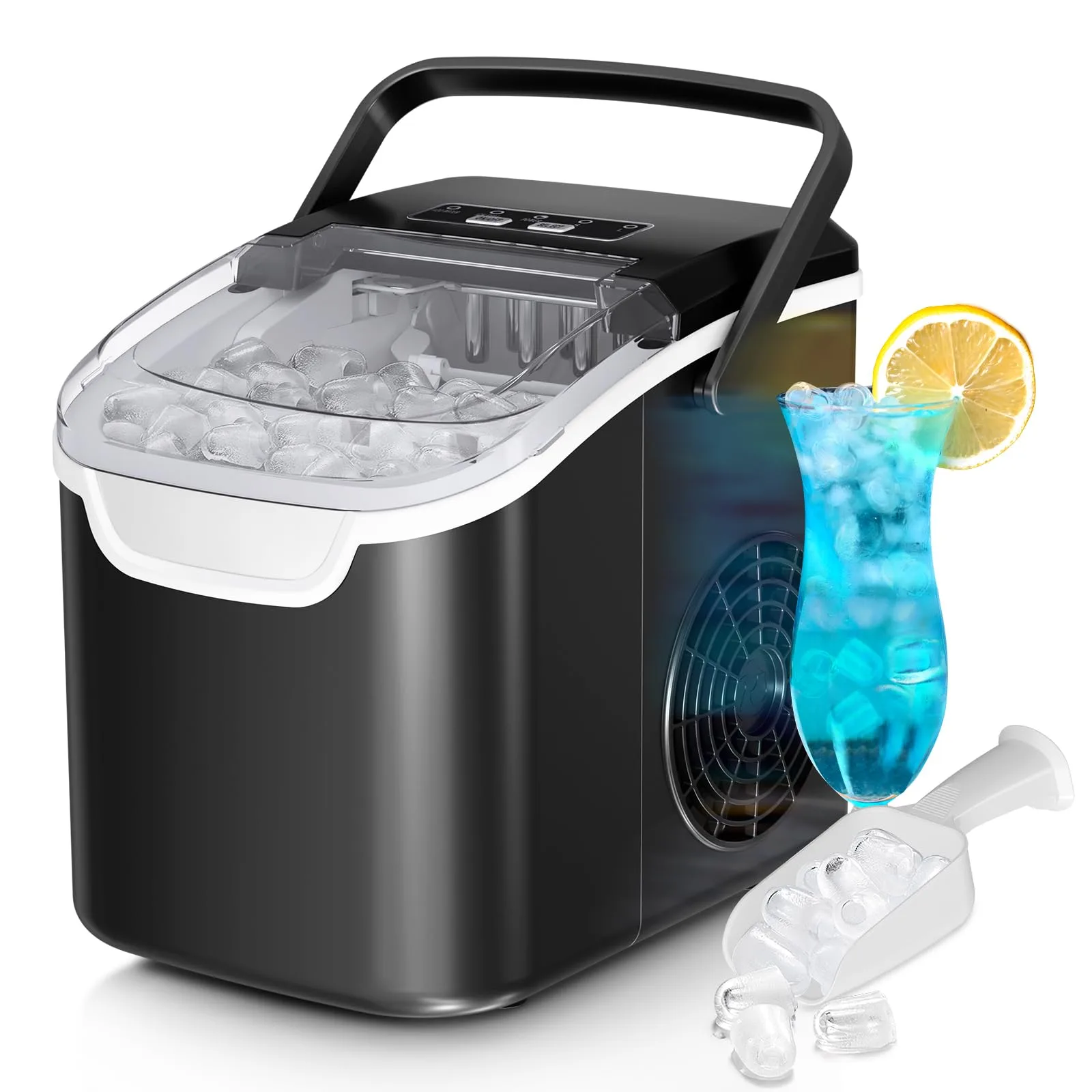 Antarctic Star Countertop Ice Maker Machine, 26lb/Day Ice, Dark Black | Quiet & Energy Efficient Ice Maker - main product image