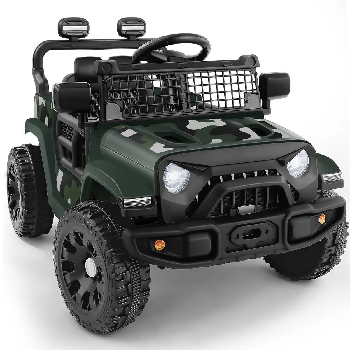 ELEMARA Ride On Car, Bluetooth Ride on Toys for Toddlers, 12V Kids Battery Powered Vehicles w/Remote, 3.5 mph Motorized Off-Road Truck, LED Lights- Green - main product image