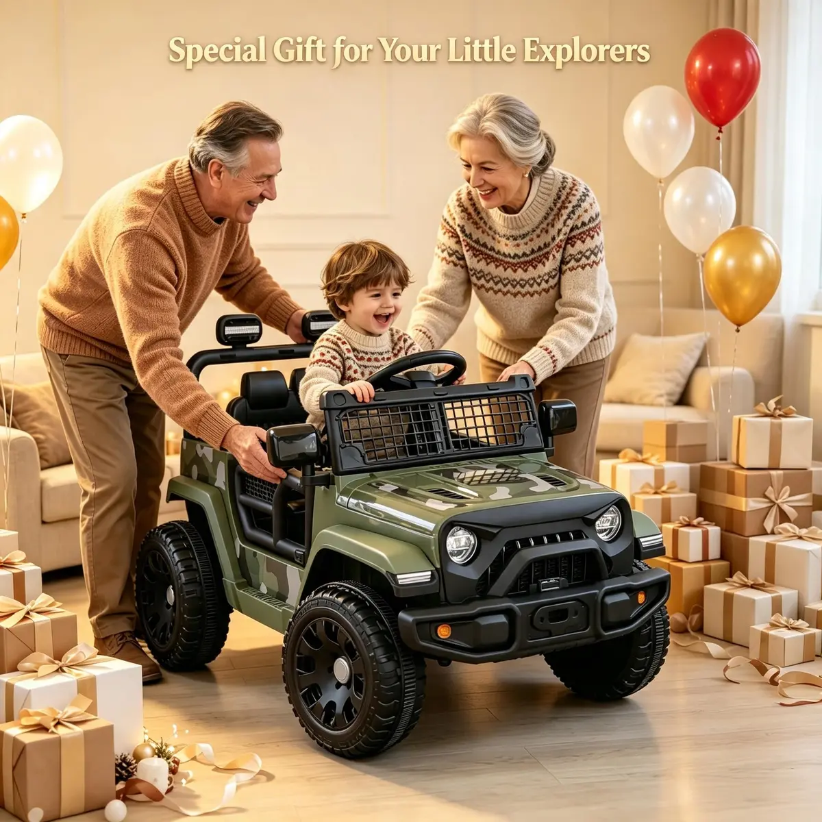 ELEMARA Ride On Car, Bluetooth Ride on Toys for Toddlers, 12V Kids Battery Powered Vehicles w/Remote, 3.5 mph Motorized Off-Road Truck, LED Lights- Green - view 8