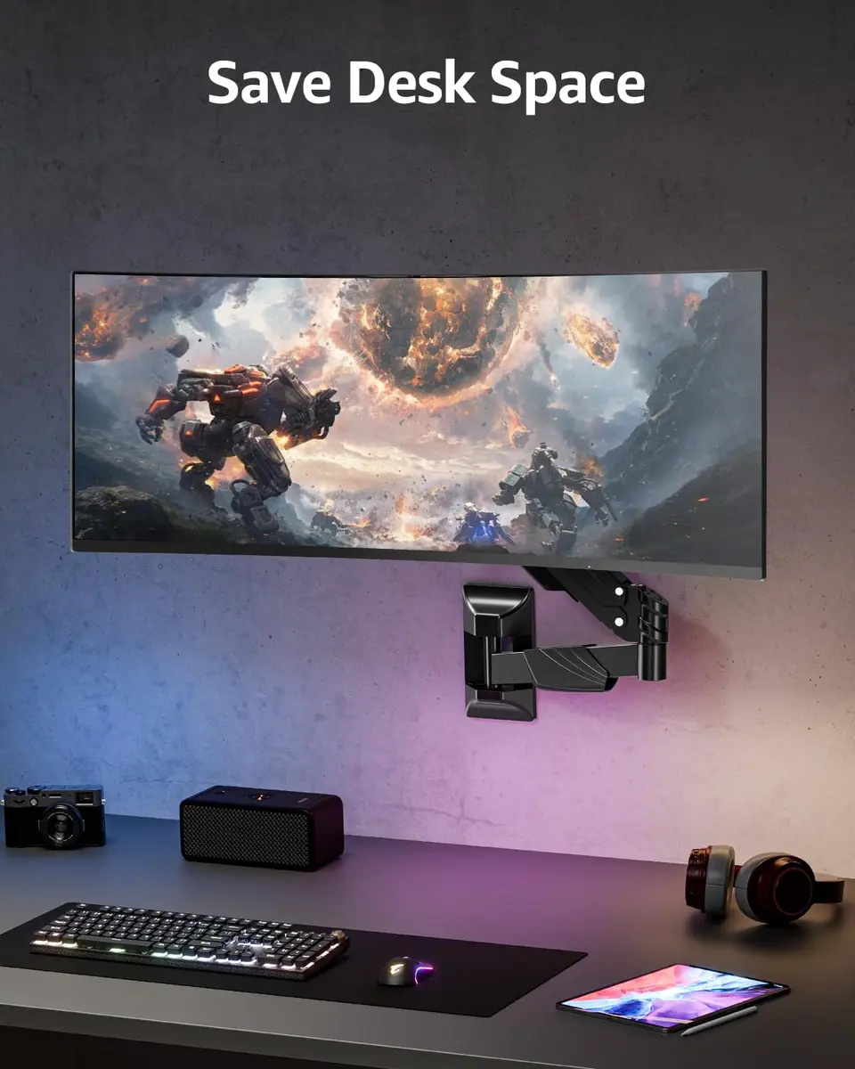 MOUNTUP Heavy Duty Monitor Wall Mount for 22-43 Inch Curved Screens | Supports 2.2-33.1 lbs, VESA 75x75 to 200x200 mm, Black - view 8