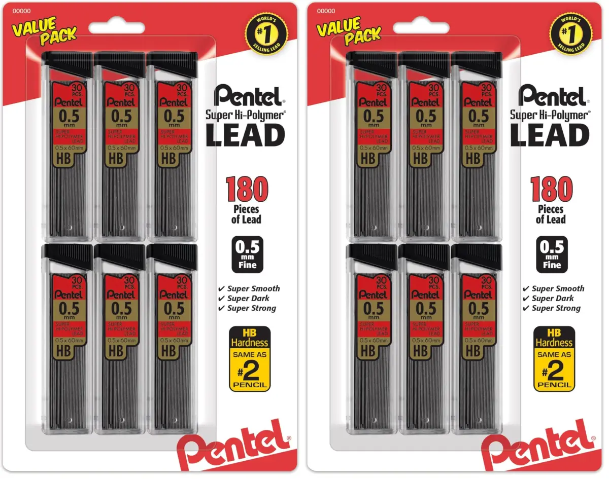 Pentel Super Hi-Polymer Refills 0.5mm HB Lead, 360 Pieces | Smooth Writing for Students & Professionals - main product image
