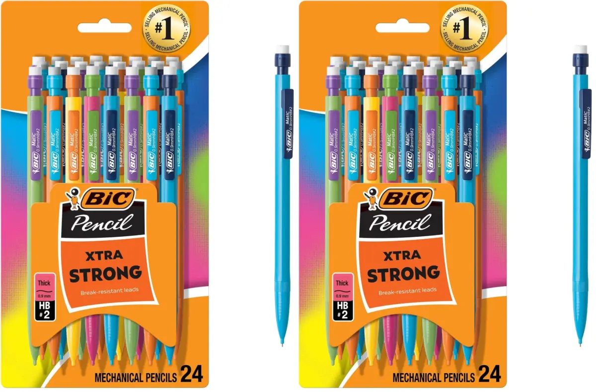 BIC Xtra Strong Mechanical Pencils with Erasers, Thick Point (0.9mm), 48-Count | Smooth, Dark Writing - main product image