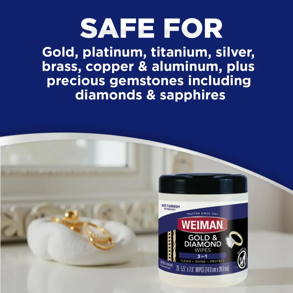 Weiman Gold & Diamond 3-in-1 Wipes - 1 Count | Cleans, Shines, Protects Jewelry - view 9