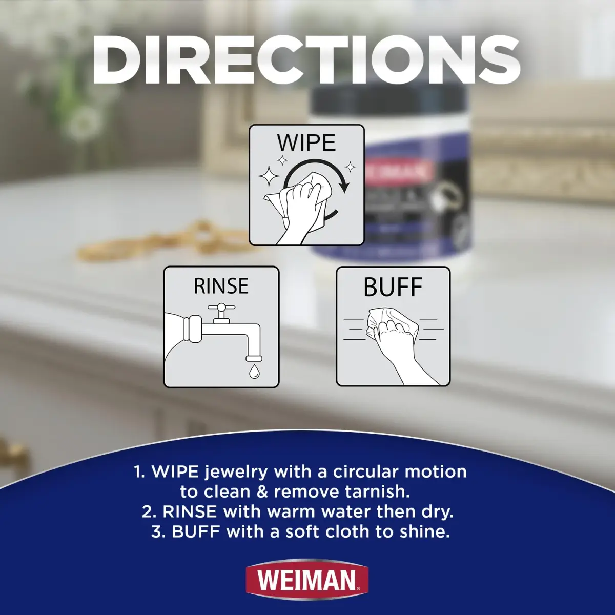 Weiman Gold & Diamond 3-in-1 Wipes - 1 Count | Cleans, Shines, Protects Jewelry - view 11