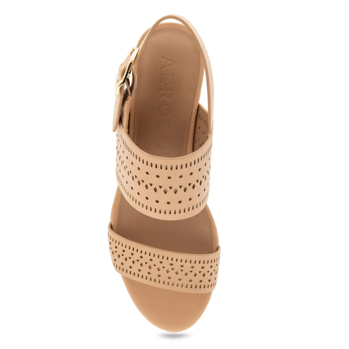 Aerosoles Women's Camera Platform Heeled Sandal, Beige Bisque Perf Faux Leather, 7W | Chic, Versatile, US Imported - view 7