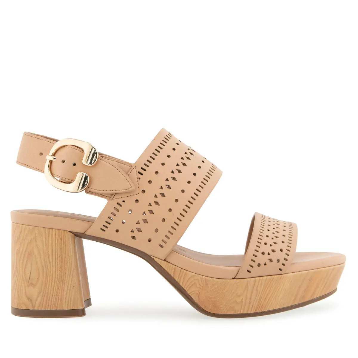 Aerosoles Women's Camera Platform Heeled Sandal, Beige Bisque Perf Faux Leather, 7W | Chic, Versatile, US Imported - view 8