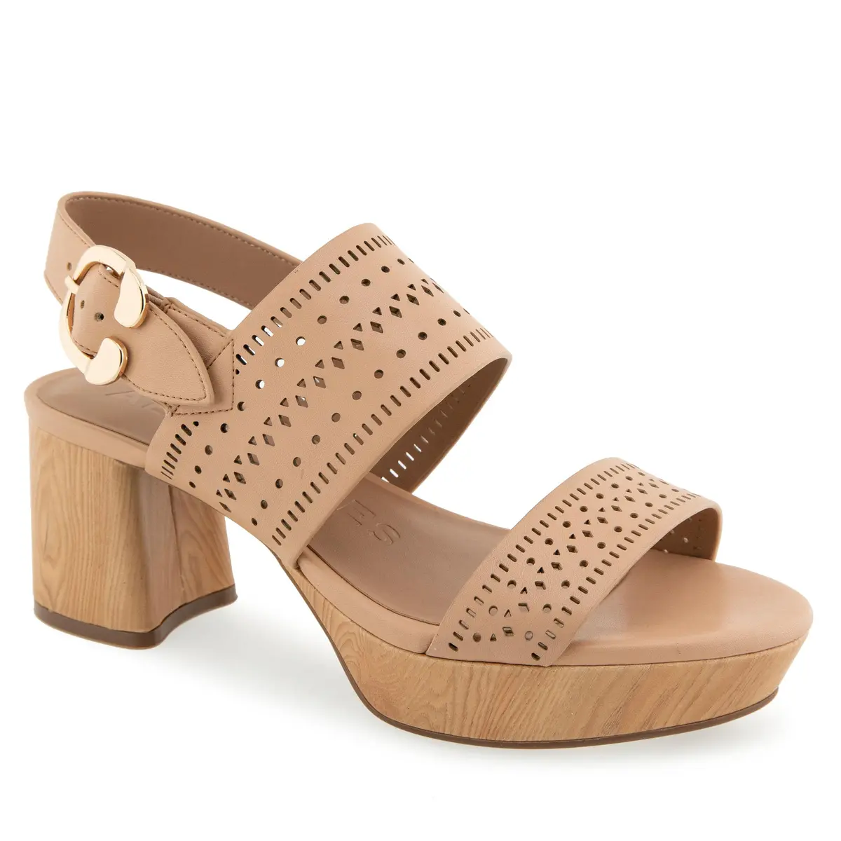 Aerosoles Women's Camera Platform Heeled Sandal, Beige Bisque Perf Faux Leather, 7W | Chic, Versatile, US Imported - view 2