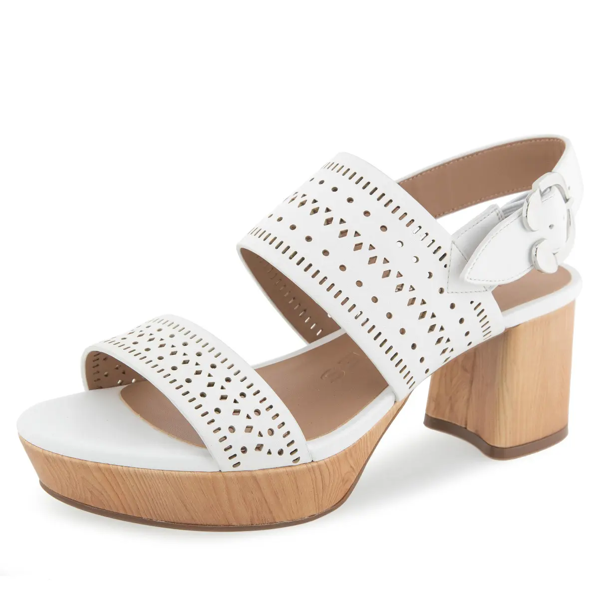 Aerosoles Women's Camera Platform Heeled Sandal, White Faux Leather, 6W | Versatile Chic with 3-Inch Platform Heel - main product image