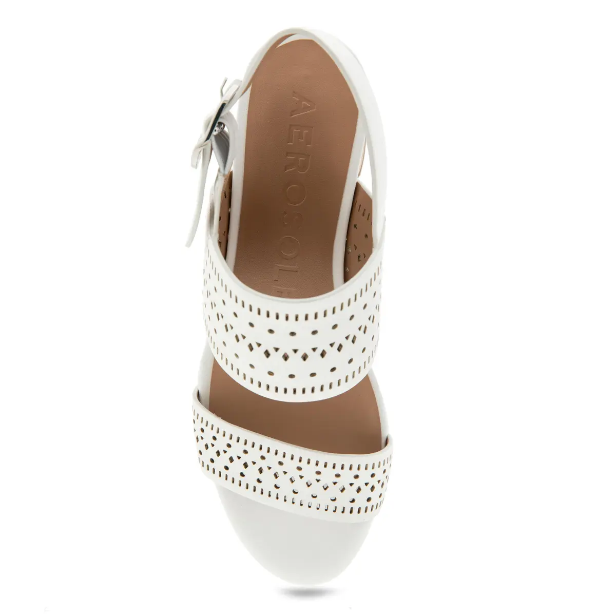 Aerosoles Women's Camera Platform Heeled Sandal, White Faux Leather, 6W | Versatile Chic with 3-Inch Platform Heel - view 7