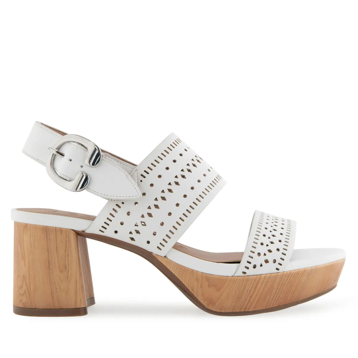 Aerosoles Women's Camera Platform Heeled Sandal, White Faux Leather, 6W | Versatile Chic with 3-Inch Platform Heel - view 8