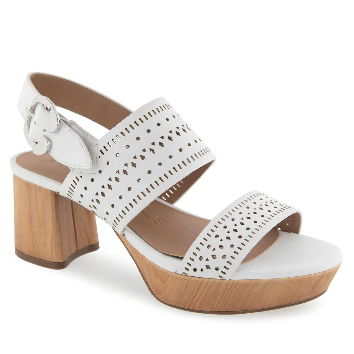 Aerosoles Women's Camera Platform Heeled Sandal, White Faux Leather, 6W | Versatile Chic with 3-Inch Platform Heel - view 2
