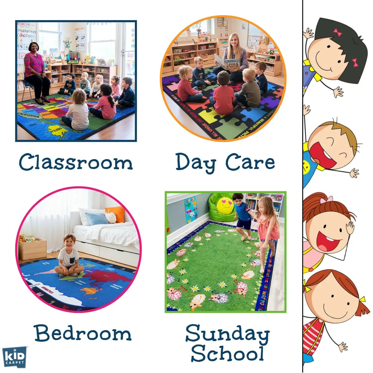 KIDCARPET.COM Map of the USA Classroom Rug 7'6"x 12' | Educational Kids Learning Play Mat - view 6