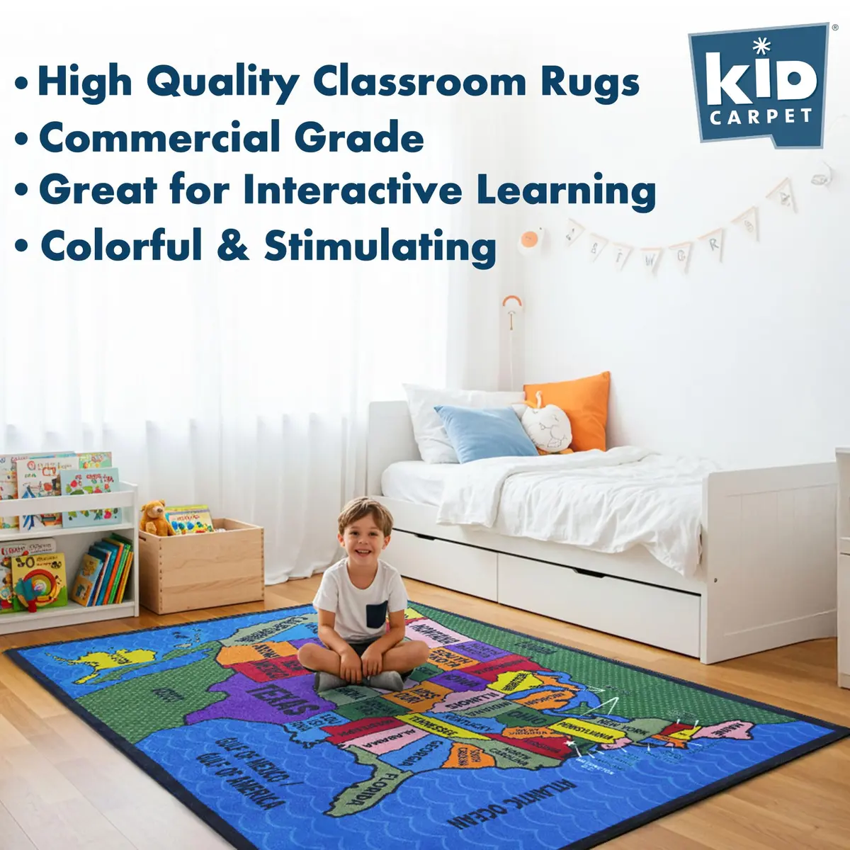 KIDCARPET.COM Map of the USA Classroom Rug 7'6"x 12' | Educational Kids Learning Play Mat - view 7