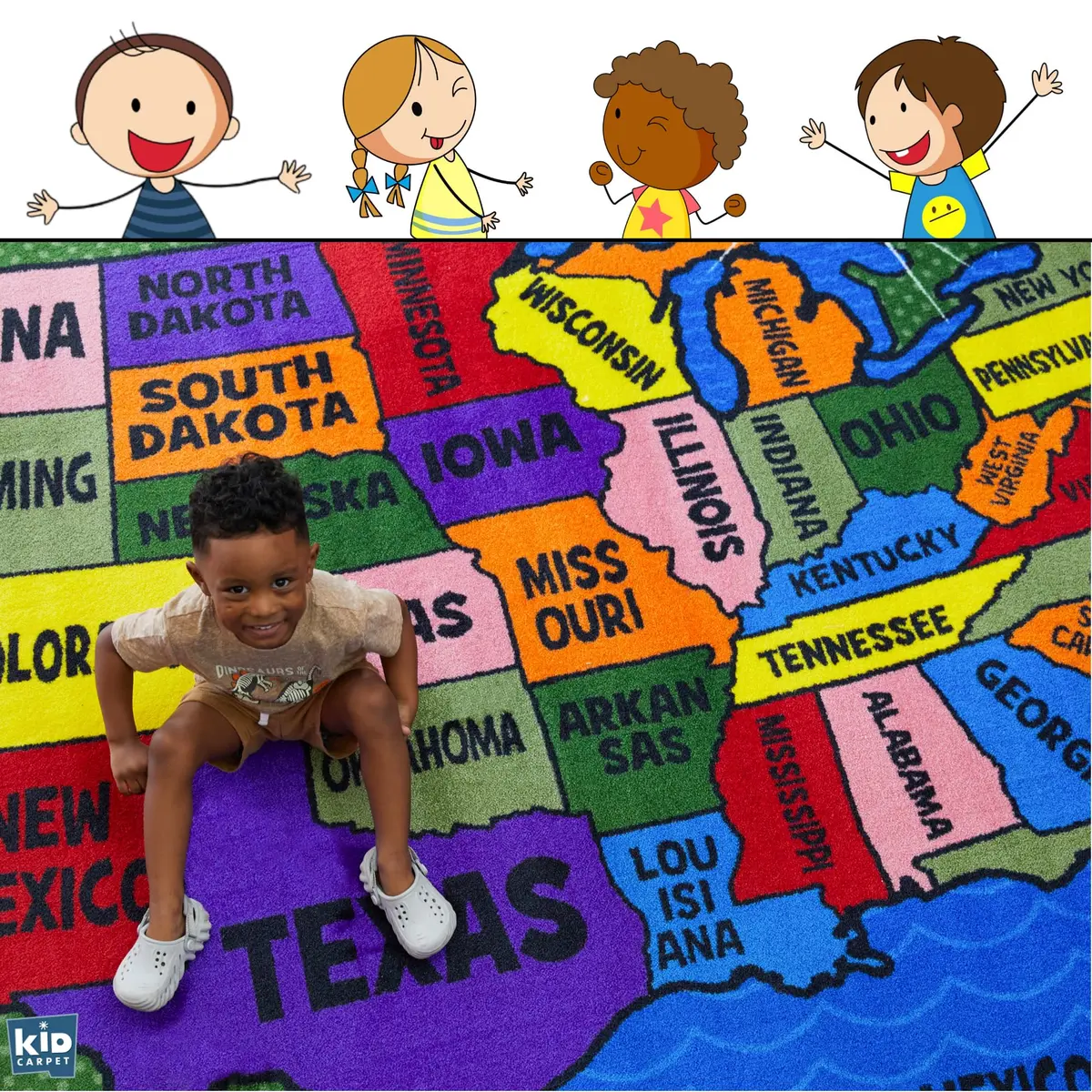 KIDCARPET.COM Map of the USA Classroom Rug 7'6"x 12' | Educational Kids Learning Play Mat - view 9