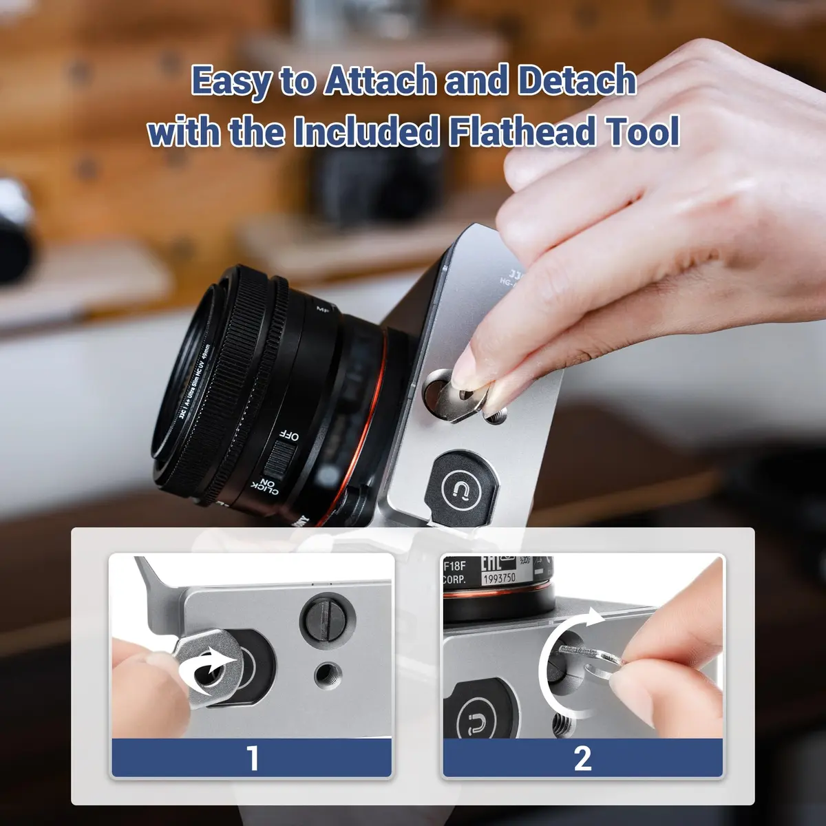 JJC Silver Camera Support Hand Grip for Sony A7CII A7CR with Arca-Type Plate & AirTag Slot | 1/4"-20 Tripod Socket - view 5