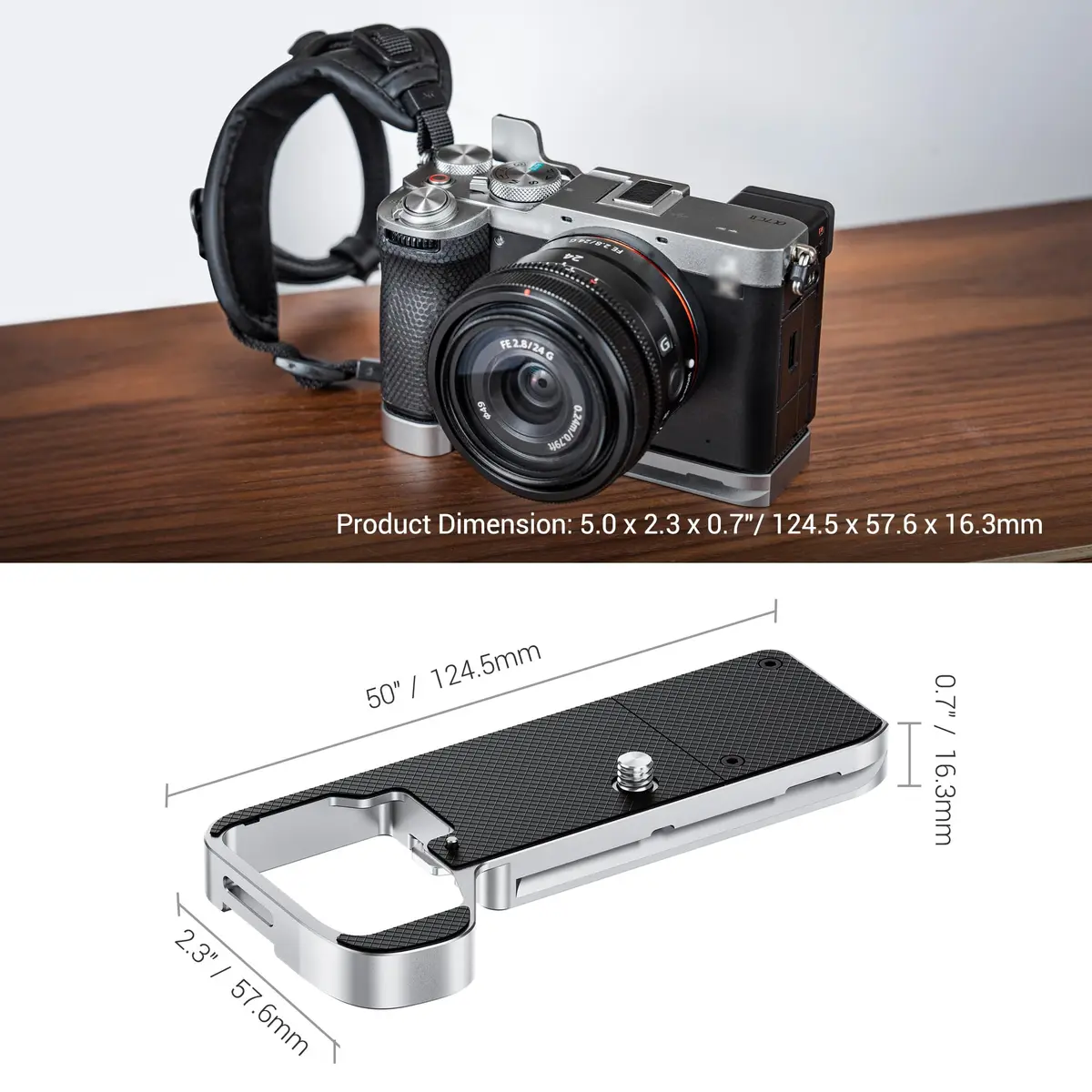 JJC Silver Camera Support Hand Grip for Sony A7CII A7CR with Arca-Type Plate & AirTag Slot | 1/4"-20 Tripod Socket - view 8