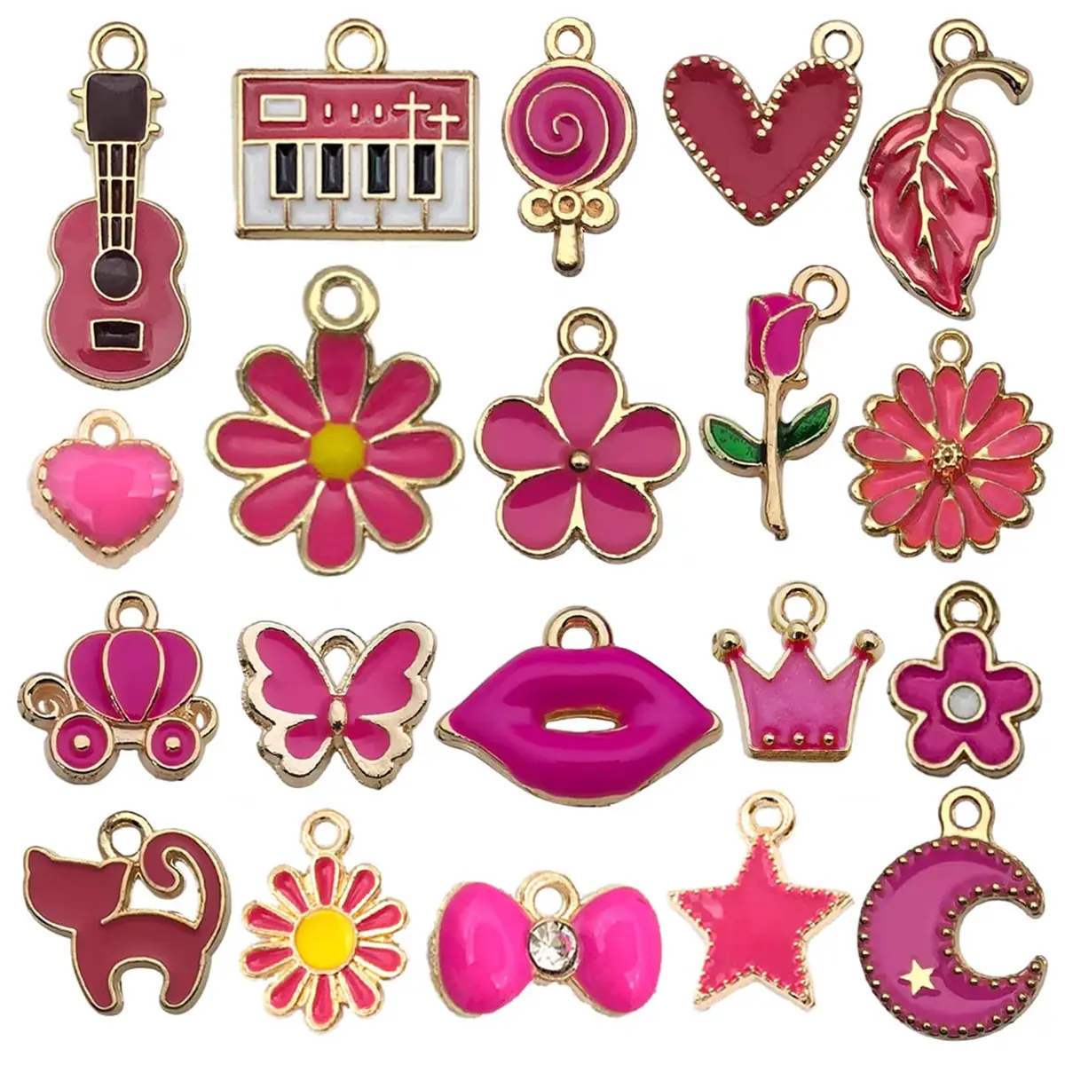 YouLuo Jewelry Charms Assorted Gold Plated Enamel 100pcs | Creative DIY Jewelry Supplies - view 5