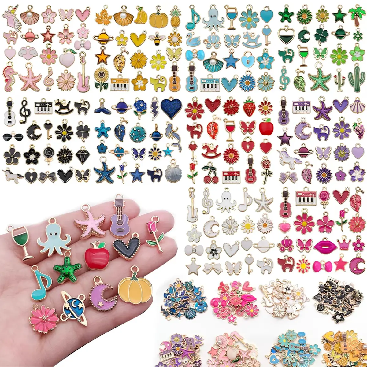 YouLuo Jewelry Charms Assorted Gold Plated Enamel 100pcs | Creative DIY Jewelry Supplies - view 7