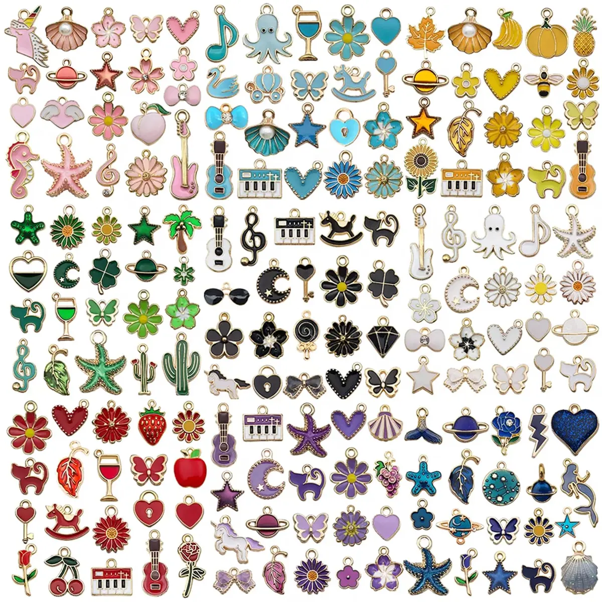 YouLuo Jewelry Charms Assorted Gold Plated Enamel 100pcs | Creative DIY Jewelry Supplies - view 9