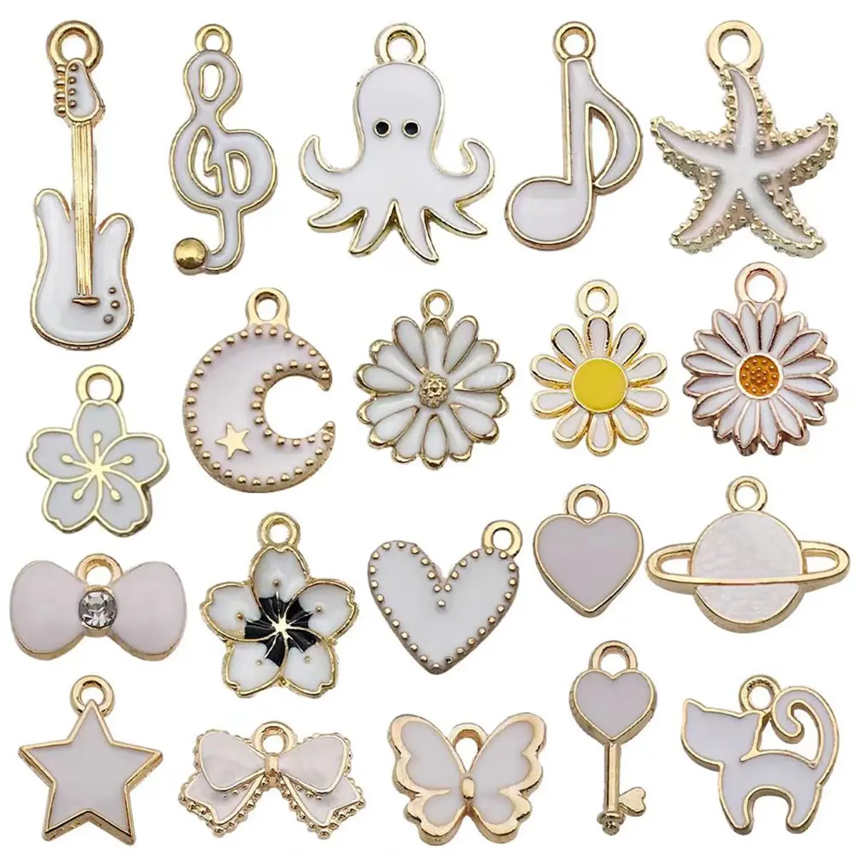 YouLuo Jewelry Charms Assorted Gold Plated Enamel 100pcs | Creative DIY Jewelry Supplies - view 2