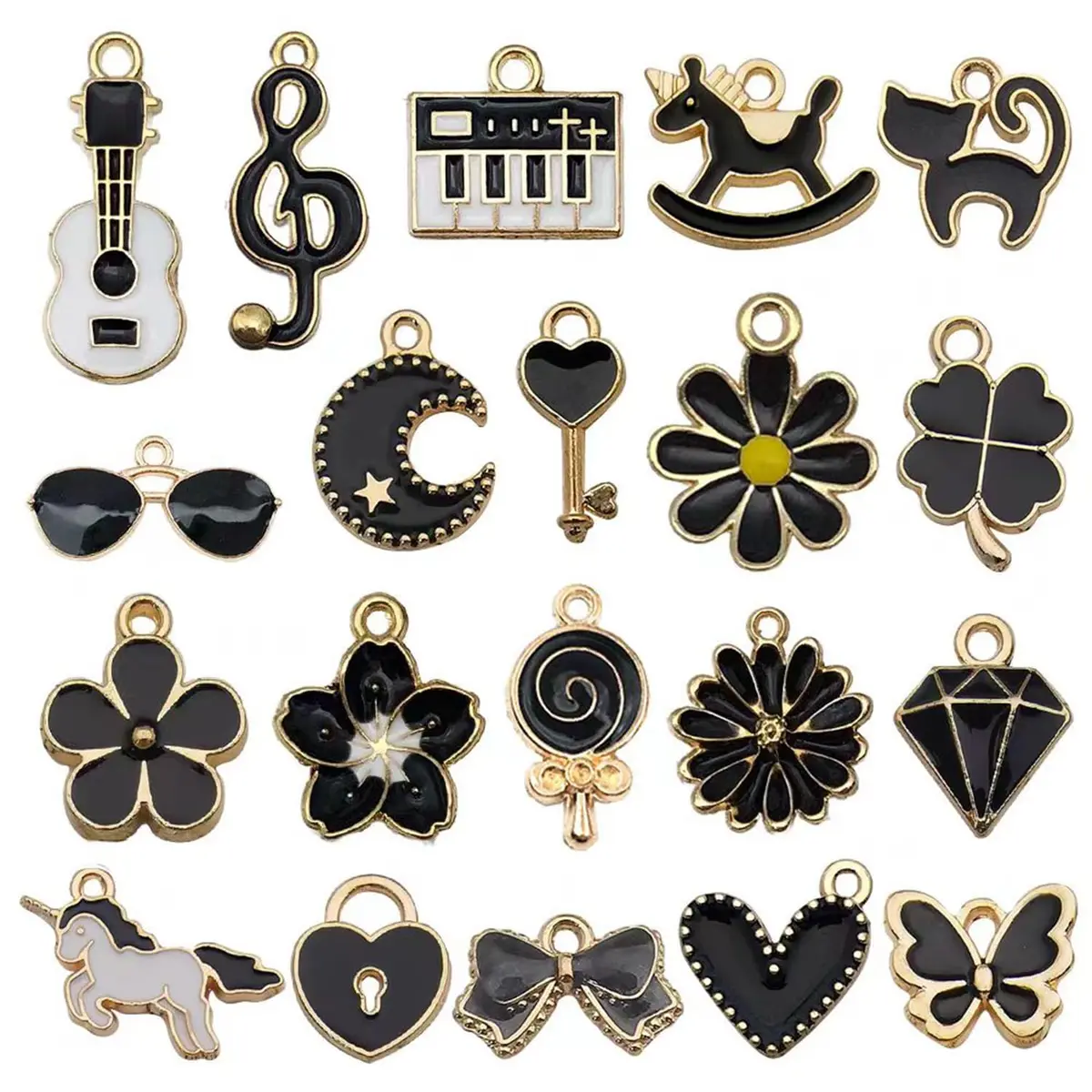 YouLuo Jewelry Charms Assorted Gold Plated Enamel 100pcs | Creative DIY Jewelry Supplies - view 3