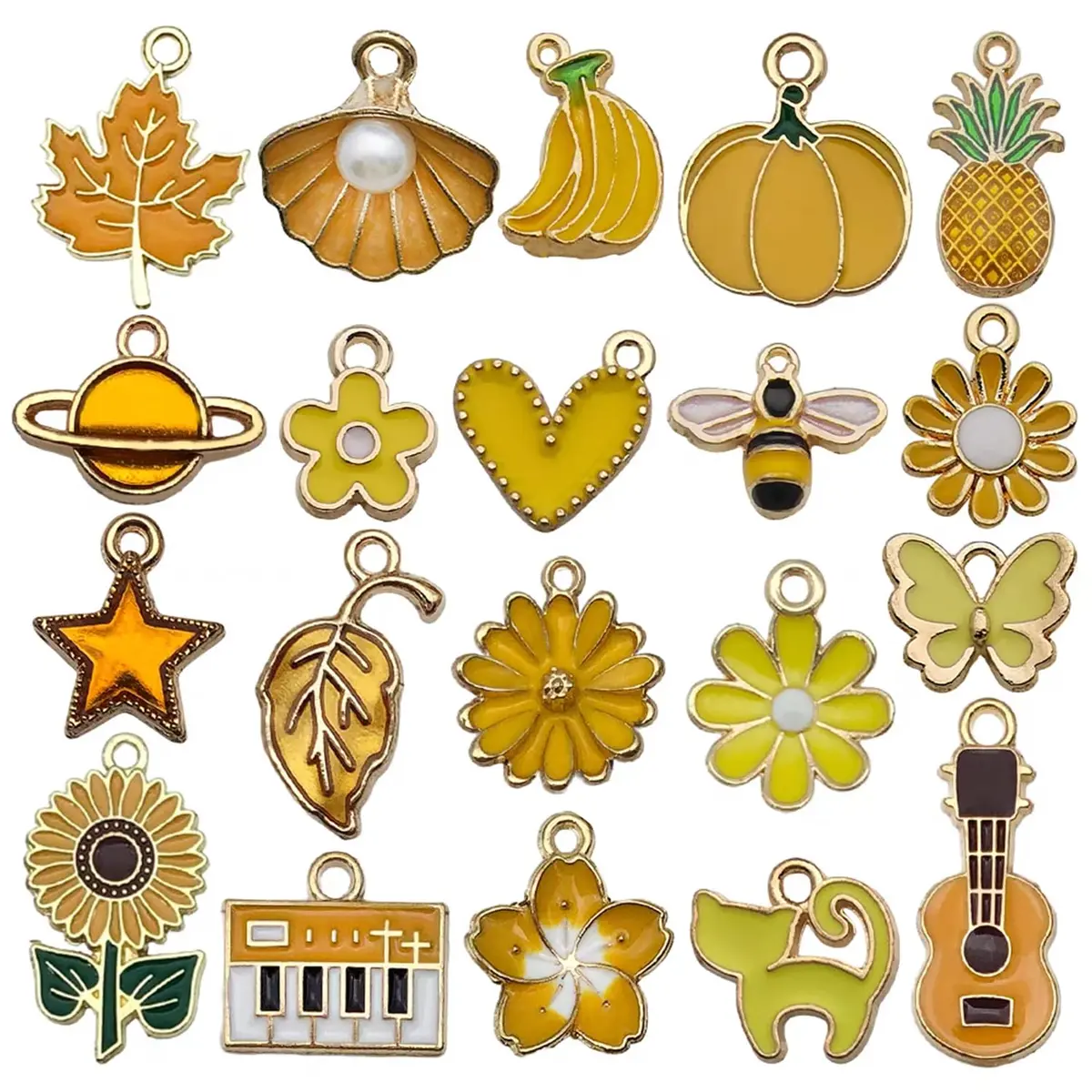 YouLuo Jewelry Charms Assorted Gold Plated Enamel 100pcs | Creative DIY Jewelry Supplies - view 4