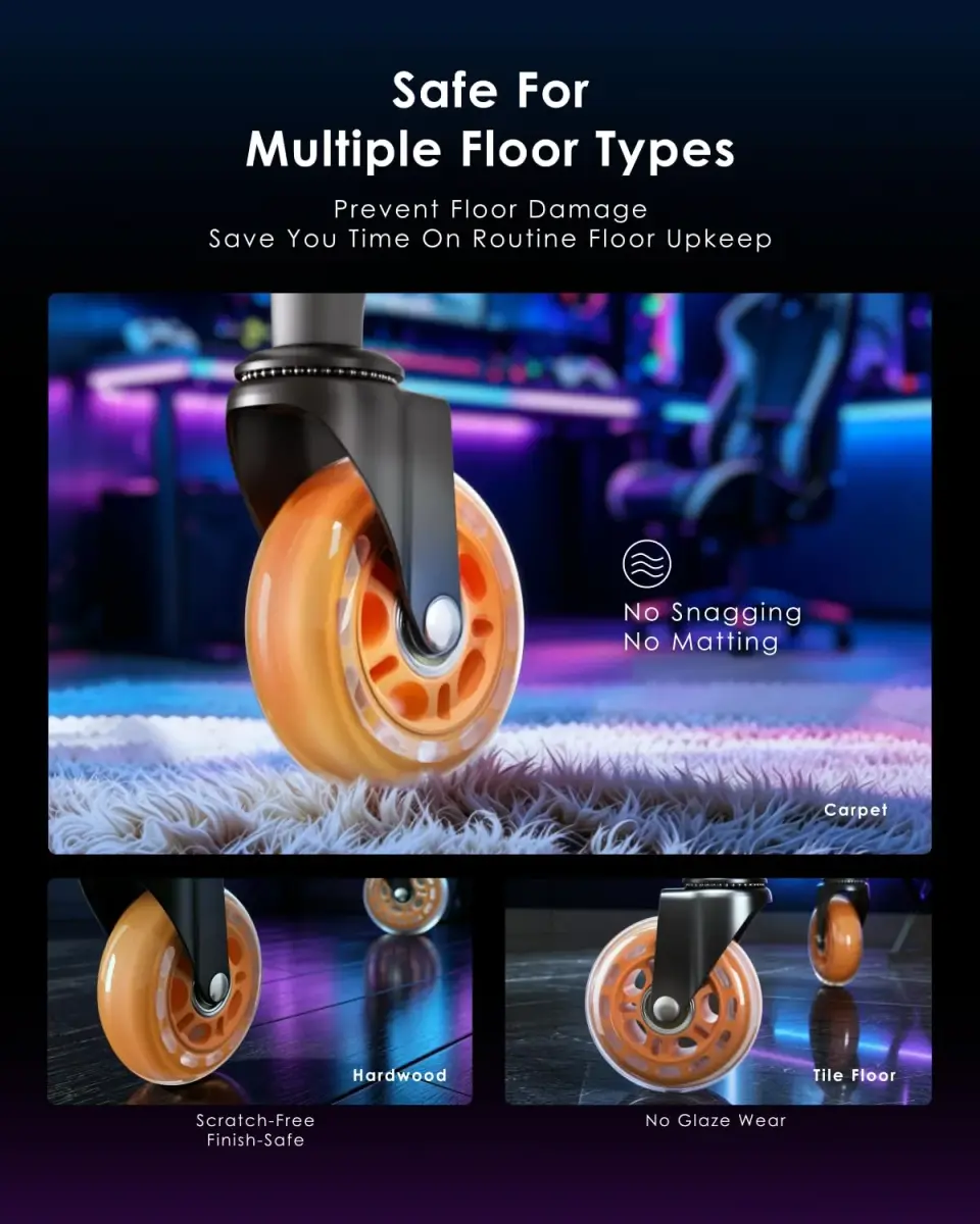 RidRed Orange Heavy-Duty Office Chair Wheels | 7.6 cm (3 Inch) Rollerblade Casters, 5-Pack, Noise-Free, Universal Fit - view 4
