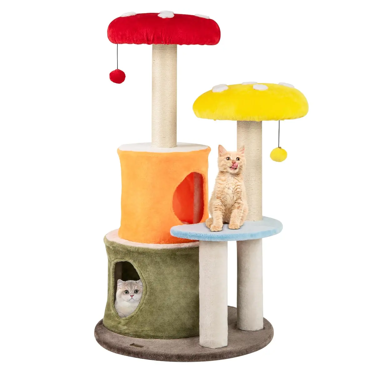 PETSITE Mushroom Cat Tree 43 Inch | Multi-Level Cat Tower with Sisal Posts & Plush Perches - main product image