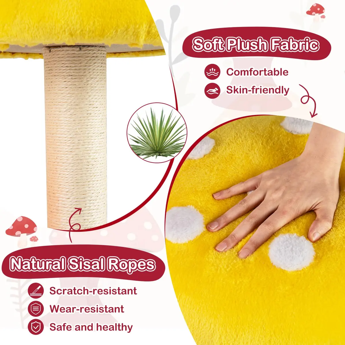 PETSITE Mushroom Cat Tree 43 Inch | Multi-Level Cat Tower with Sisal Posts & Plush Perches - view 7
