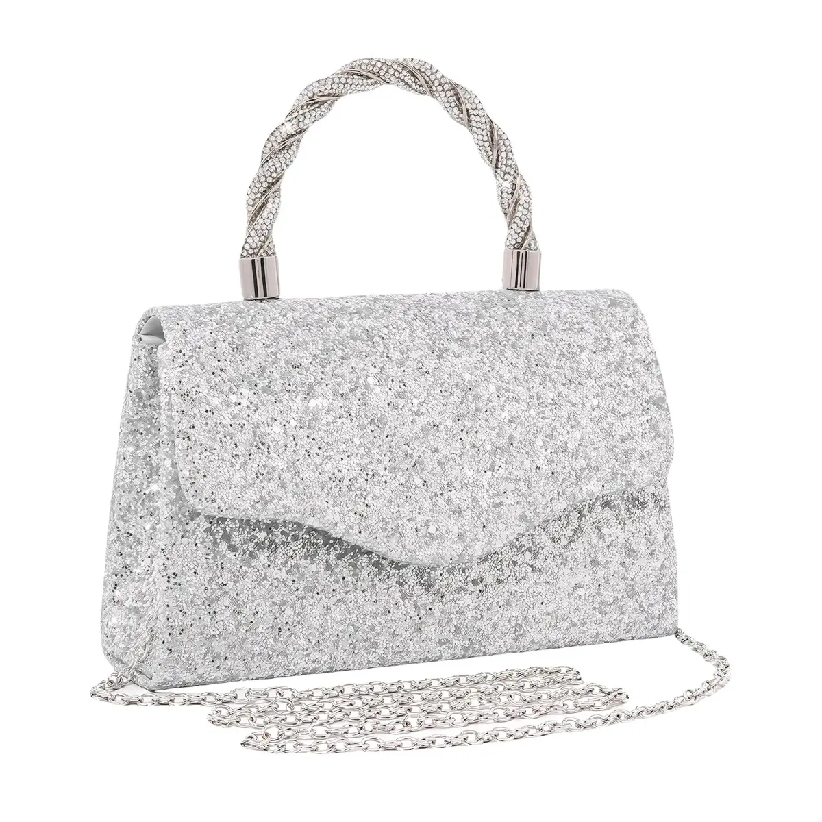 JIAN YA NA Women's Sequins Evening Bag with Round Top Handle & Detachable Chain | 21 cm (8") - main product image