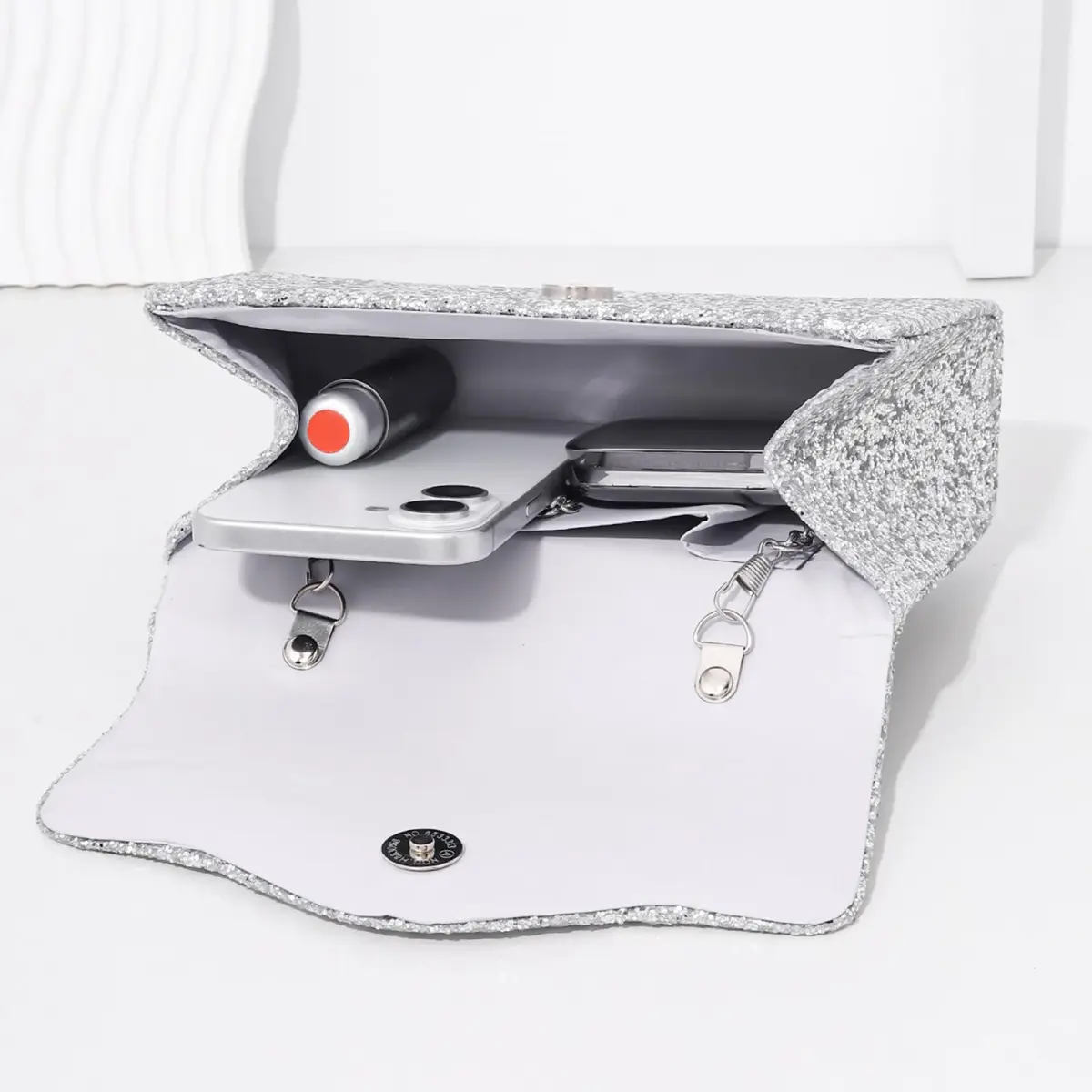 JIAN YA NA Women's Sequins Evening Bag with Round Top Handle & Detachable Chain | 21 cm (8") - view 3