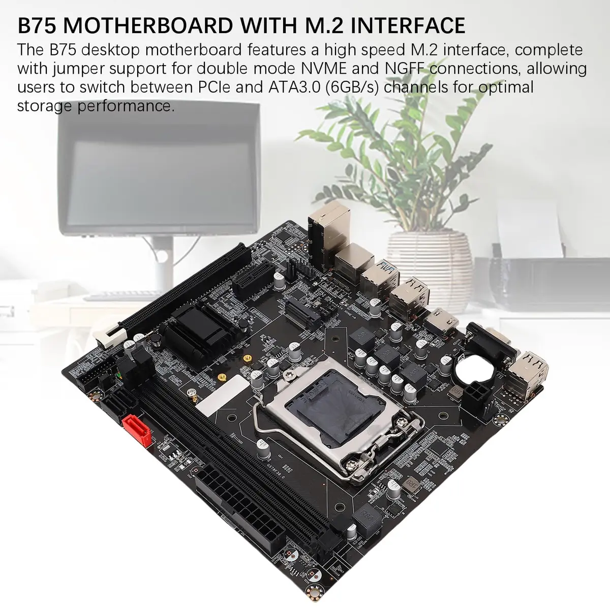 Diyeeni B75 LGA1155 Motherboard Micro ATX 17x19cm | Supports 2nd/3rd Gen Intel Core i3/i5/i7 - view 2