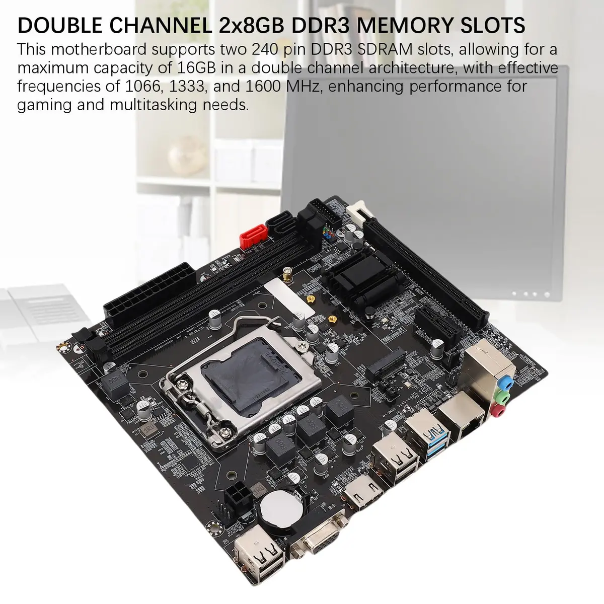 Diyeeni B75 LGA1155 Motherboard Micro ATX 17x19cm | Supports 2nd/3rd Gen Intel Core i3/i5/i7 - view 3