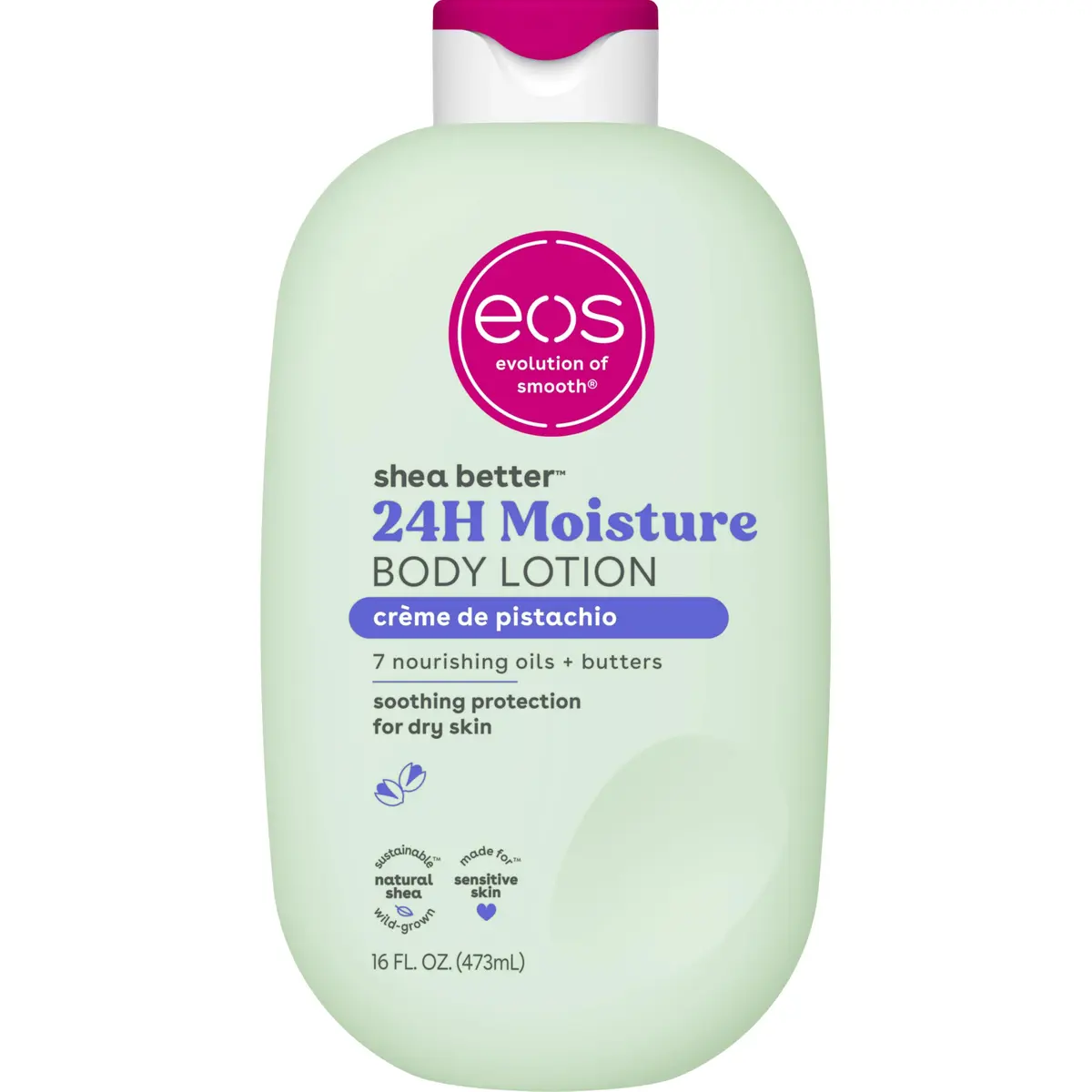 eos Shea Better Body Lotion Crème de Pistachio 473ml (16 fl oz) | Dermatologist Recommended for All Skin Types - main product image