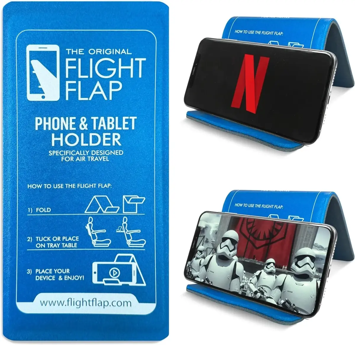Flight Flap Large Blue Flexible Airplane Phone Holder | 30.5cm x 17.8cm (12in x 7in) - main product image