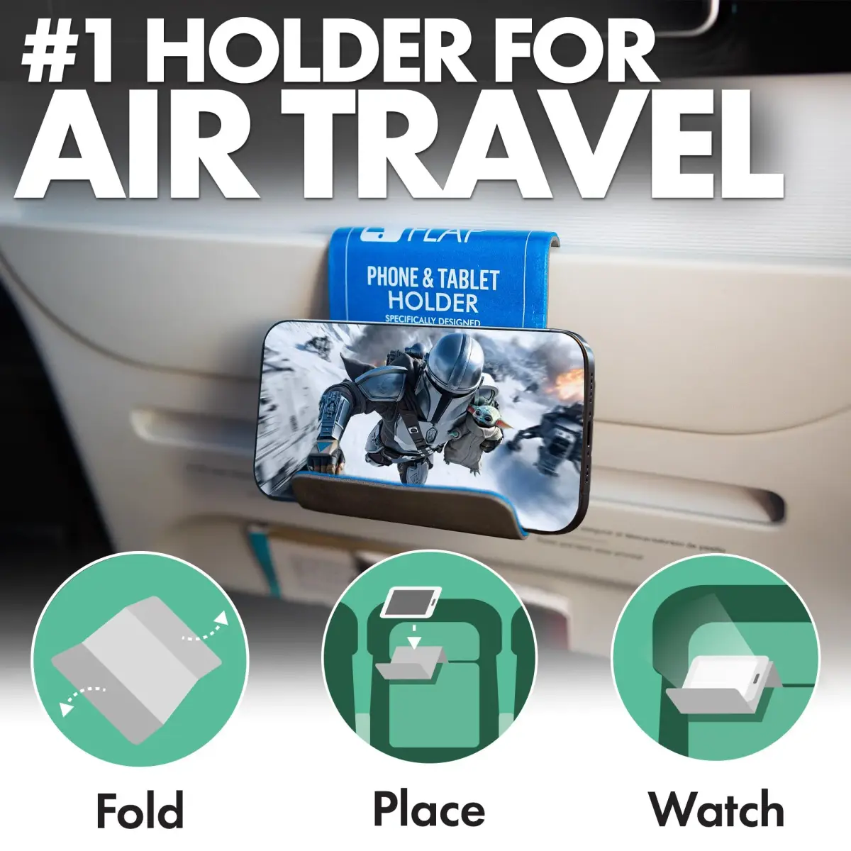 Flight Flap Large Blue Flexible Airplane Phone Holder | 30.5cm x 17.8cm (12in x 7in) - view 2