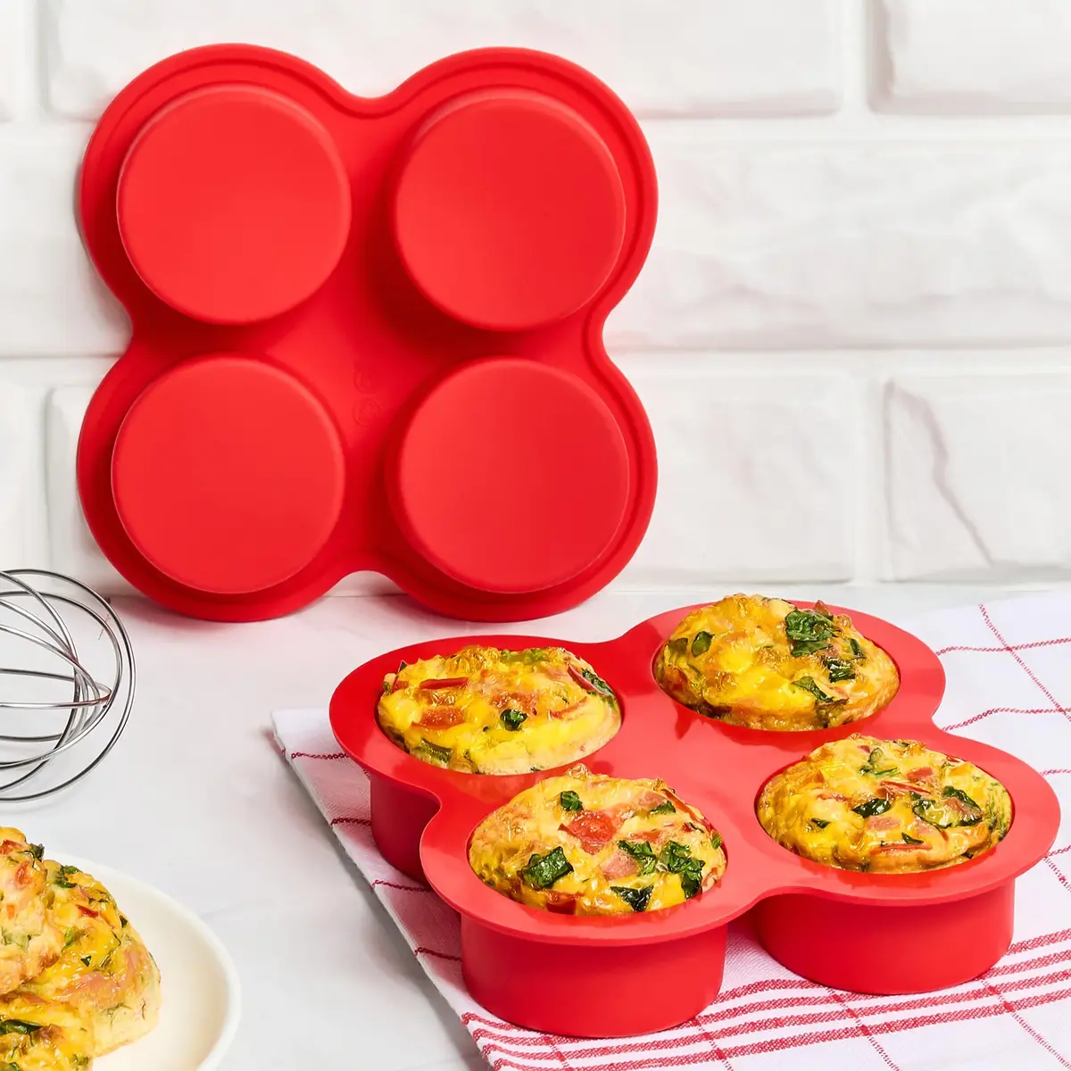 JOERSH Silicone Air Fryer Muffin Pan, 4 Cups, 2 Pack | Makes 8 Egg Bites or Mini Muffins - view 5