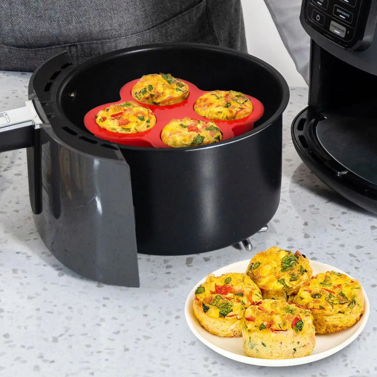 JOERSH Silicone Air Fryer Muffin Pan, 4 Cups, 2 Pack | Makes 8 Egg Bites or Mini Muffins - view 6